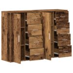 vidaXL Servírovacia skriňa 2 pcs Staré drevo 60 x 31 x 84 cm – Obrázok 5