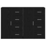 vidaXL Bočný stôl Súprava 2 Čierny dub Drevo, Kovové úchyty Stredný – Obrázok 6