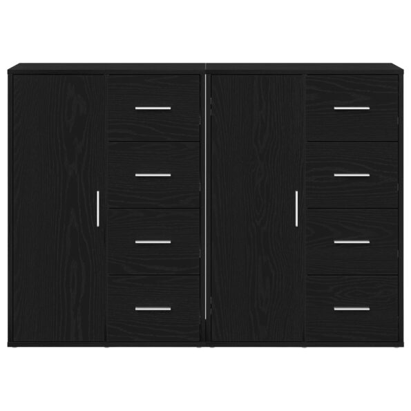 vidaXL Bočný stôl Súprava 2 Čierny dub Drevo, Kovové úchyty Stredný – Obrázok 6