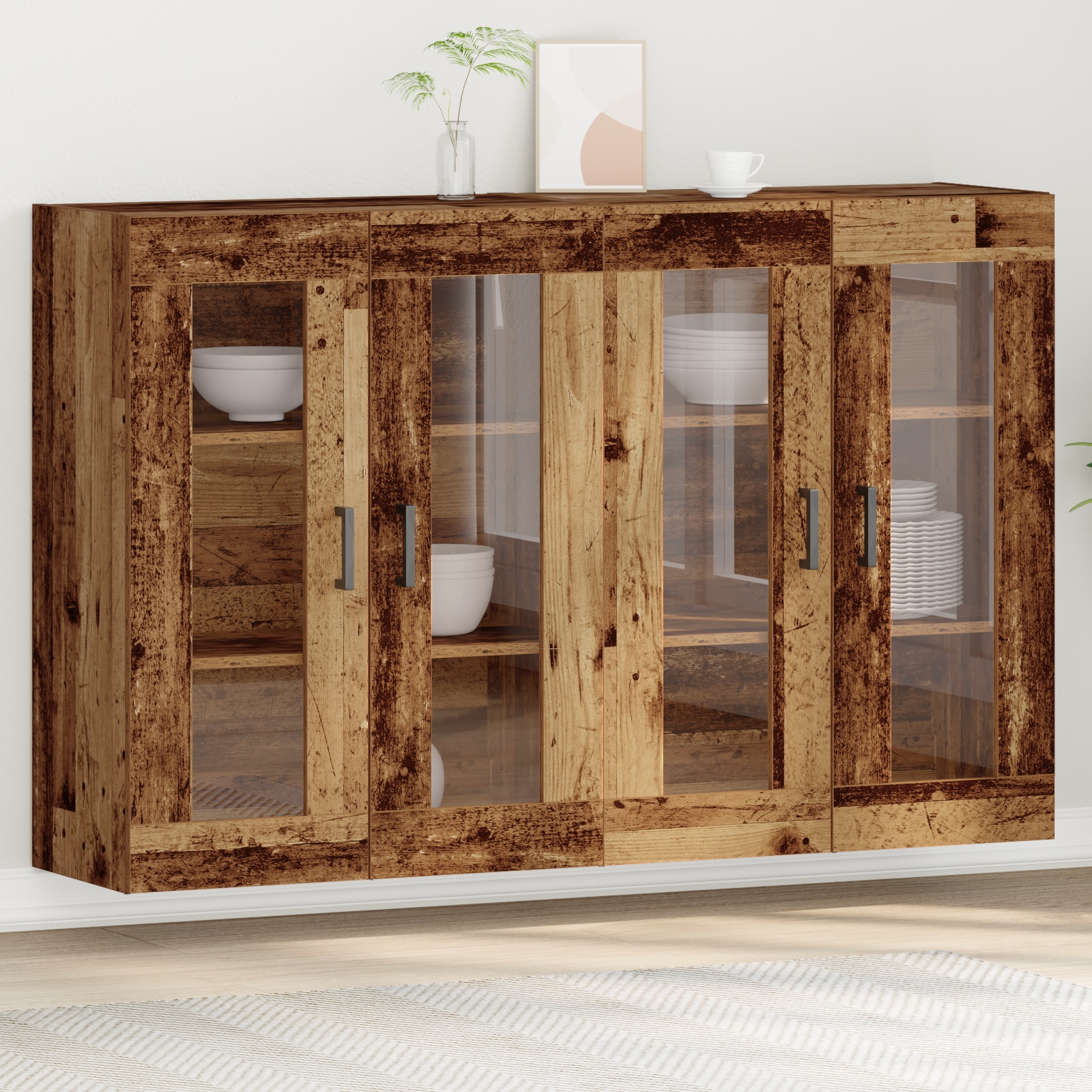 3334314_1.jpg vidaXL Nástenné skrinky 2 pcs Staré drevo 69,5 x 34 x 90 cm – Obrázok 1