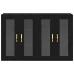 vidaXL Nástenná skriňa Sada 2 Čierny dub Drevo, Sklo 139 x 34 x 90 cm – Obrázok 6