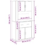 vidaXL Vysoký regál zo starého dreva 80x33x150 cm z kompozitného dreva – Obrázok 12