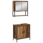 vidaXL Set kúpeľňového nábytku 3 kusy Staré drevo inžinierované drevo – Obrázok 6
