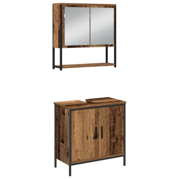 vidaXL Set kúpeľňového nábytku 3 kusy Staré drevo inžinierované drevo – Obrázok 6