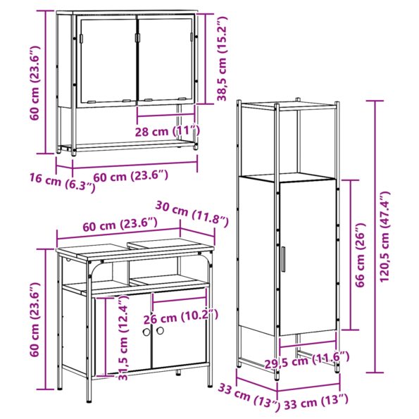 vidaXL 3-dielny kúpeľňový nábytok z artisan duba – Obrázok 13