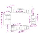 vidaXL 8-dielna TV nástenná jednotka s LED a povrchom z prírodného duba – Obrázok 13