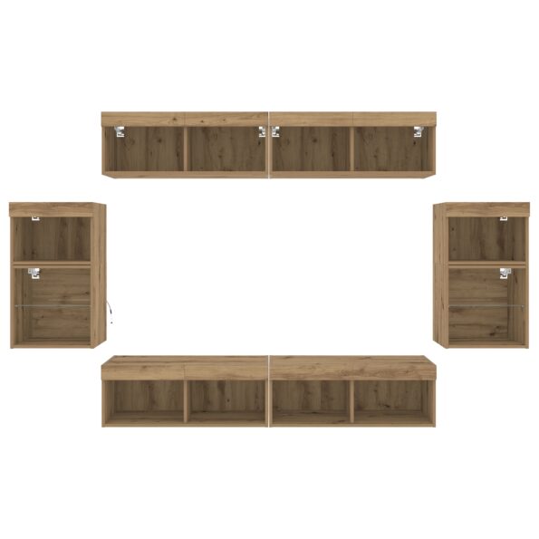 vidaXL 8-dielna TV nástenná jednotka s LED a povrchom z prírodného duba – Obrázok 9