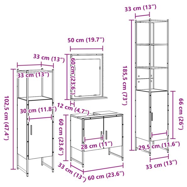 vidaXL Kúpeľňový nábytok 4 kusy Staré drevo – Obrázok 12