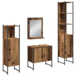 vidaXL Kúpeľňový nábytok 4 kusy Staré drevo – Obrázok 2
