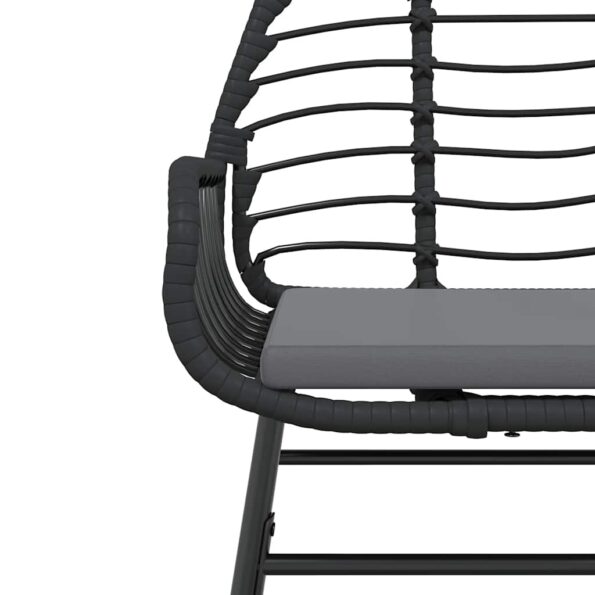 vidaXL 3-dielna záhradná jedálenská súprava+podložky, čierna polyratan – Obrázok 6