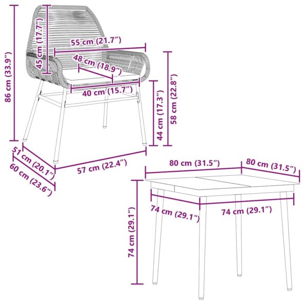 vidaXL 5-dielna záhradná súprava a vankúše hnedá polyratan a sklo – Obrázok 10