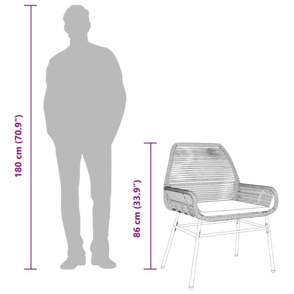 vidaXL 5-dielna záhradná jedálenská súprava+podložky, sivá, polyratan – Obrázok 11