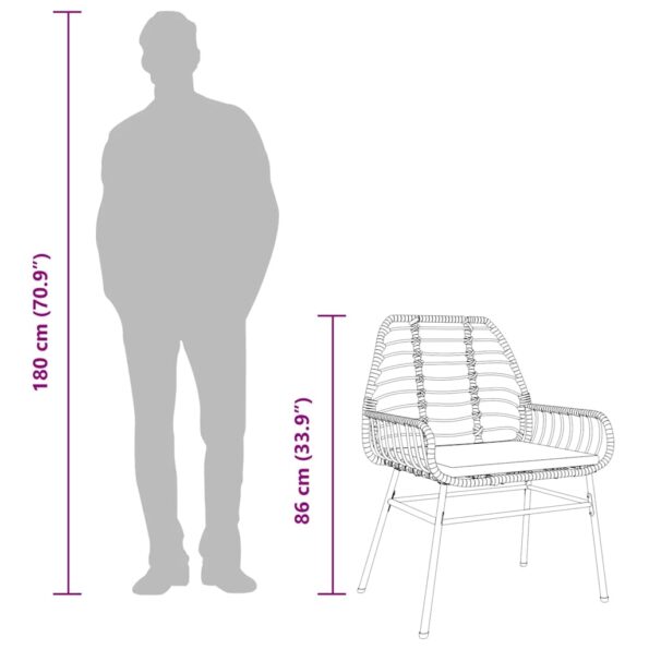 vidaXL 5-dielna záhradná jedálenská súprava+podložky, čierna polyratan – Obrázok 11