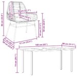 vidaXL 5-dielna záhradná súprava a vankúše hnedá polyratan a sklo – Obrázok 10