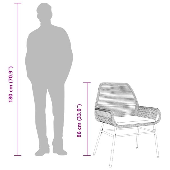 vidaXL 5-dielna záhradná jedálenská súprava+podložky, sivá, polyratan – Obrázok 11