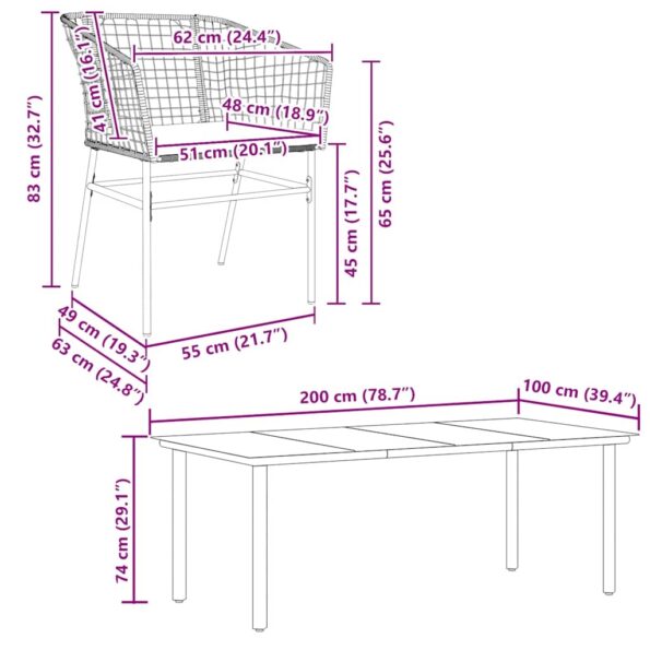 vidaXL 9-dielna záhradná jedálenská súprava+podložky, hnedá, polyratan – Obrázok 10