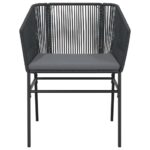 vidaXL 5-dielna záhradná jedálenská súprava+podložky, čierna polyratan – Obrázok 7