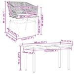 vidaXL 5-dielna záhradná jedálenská súprava+podložky, čierna polyratan – Obrázok 10