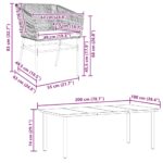 vidaXL 9-dielna záhradná jedálenská súprava+podložky, čierna polyratan – Obrázok 10