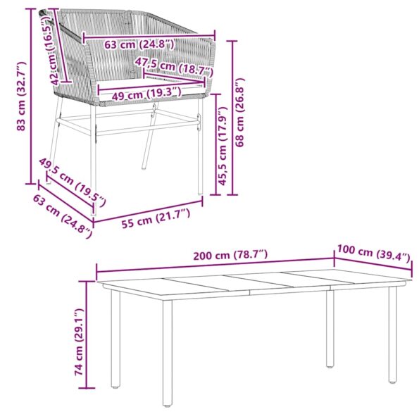 vidaXL 9-dielna záhradná jedálenská súprava+podložky, čierna polyratan – Obrázok 10