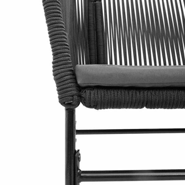 vidaXL 9-dielna záhradná jedálenská súprava+podložky, čierna polyratan – Obrázok 8