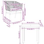 vidaXL 3-dielna záhradná jedálenská súprava+podložky, sivá, polyratan – Obrázok 10