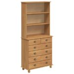 vidaXL Hutch 'ASKIM'Hnedý 91x40x199.5 cm Masívne borovicové drevo – Obrázok 2