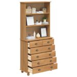 vidaXL Hutch 'ASKIM'Hnedý 91x40x199.5 cm Masívne borovicové drevo – Obrázok 3
