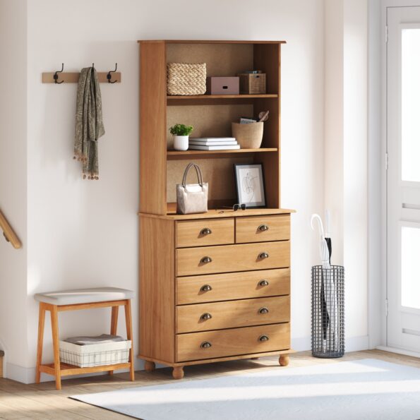 3334640_4.jpg vidaXL Hutch 'ASKIM'Hnedý 91x40x199.5 cm Masívne borovicové drevo – Obrázok 4