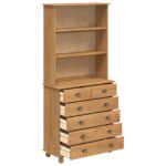 vidaXL Hutch 'ASKIM'Hnedý 91x40x199.5 cm Masívne borovicové drevo – Obrázok 7