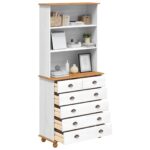 vidaXL Hutch “ASKIM” Biela 91x40x199.5 cm Masívne drevo borovica – Obrázok 3