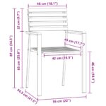 3-dielny záhradný jedálenský set vidaXL z masívneho akáciového dreva, Vonkajší jedálenský stôl vidaXL 90x90x74.5 cm z masívneho akáciového dreva, Súprava stohovateľných záhradných stoličiek vidaXL 2 kusy z masívneho akáciového dreva a ocele – Obrázok 13