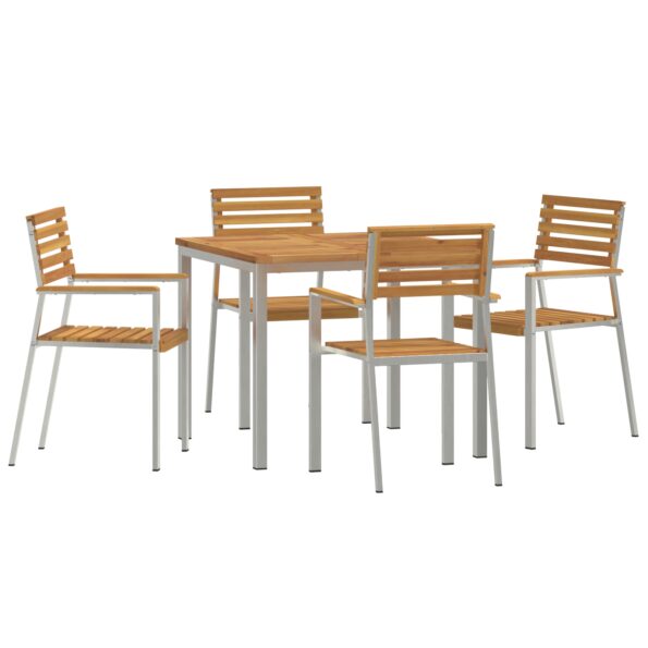 3334774_2.jpg vidaXL 5-dielny záhradný jedálenský set z masívneho akáciového dreva – Obrázok 2