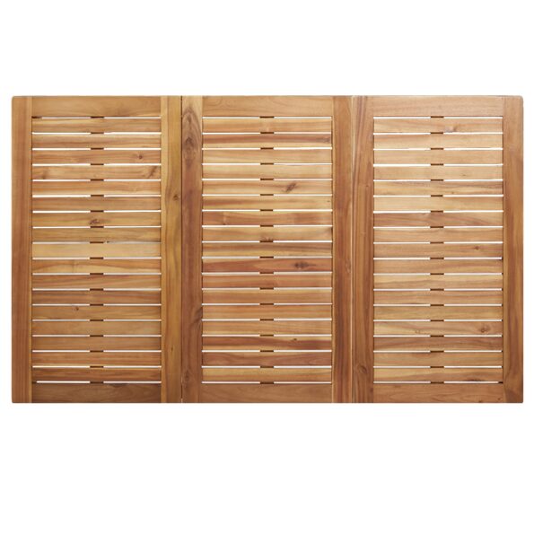 Súprava na večeru vidaXL 5-dielna z masívnej akácie, Vonkajší stôl vidaXL 150x90x75 cm z masívnej akácie, Stohovateľné záhradné stoličky 4 ks z masívnej akácie a ocele – Obrázok 8