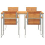 vidaXL 5-dielny záhradný jedálenský set z masívu akácie – Obrázok 7