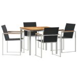 vidaXL 5-dielny záhradný jedálenský set z masívneho dreva teak – Obrázok 2