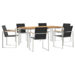 vidaXL 7-dielny záhradný jedálenský set z pevného dreva teak – Obrázok 2