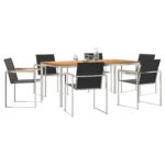 vidaXL 7-dielny záhradný jedálenský set z pevného dreva teak – Obrázok 3
