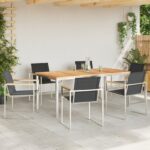 vidaXL 7-dielny záhradný jedálenský set z pevného dreva teak – Obrázok 4