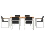 vidaXL 7-dielny záhradný jedálenský set z pevného dreva teak – Obrázok 7