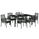 vidaXL Záhradný jedálenský set 7 pcs Čierna polyratan – Obrázok 3