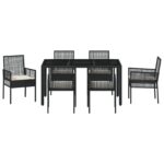 vidaXL Záhradný jedálenský set 7 pcs Čierna polyratan – Obrázok 7