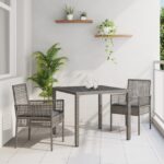 vidaXL Záhradný jedálenský set 3 pcs Sivá polyratan