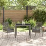 vidaXL Záhradný jedálenský set 3 pcs Sivá polyratan – Obrázok 4