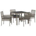vidaXL Záhradný jedálenský set 5 pcs Sivá polyratan – Obrázok 2