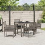 vidaXL Záhradný jedálenský set 5 pcs Sivá polyratan – Obrázok 4