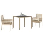 vidaXL Záhradný jedálenský set 3 pcs Béžová polyratan – Obrázok 3