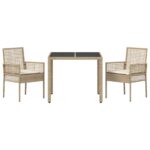vidaXL Záhradný jedálenský set 3 pcs Béžová polyratan – Obrázok 7