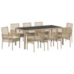 vidaXL Záhradný jedálenský set 9 pcs Béžová polyratan – Obrázok 2