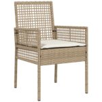 vidaXL Záhradný jedálenský set 9 pcs Béžová polyratan – Obrázok 6